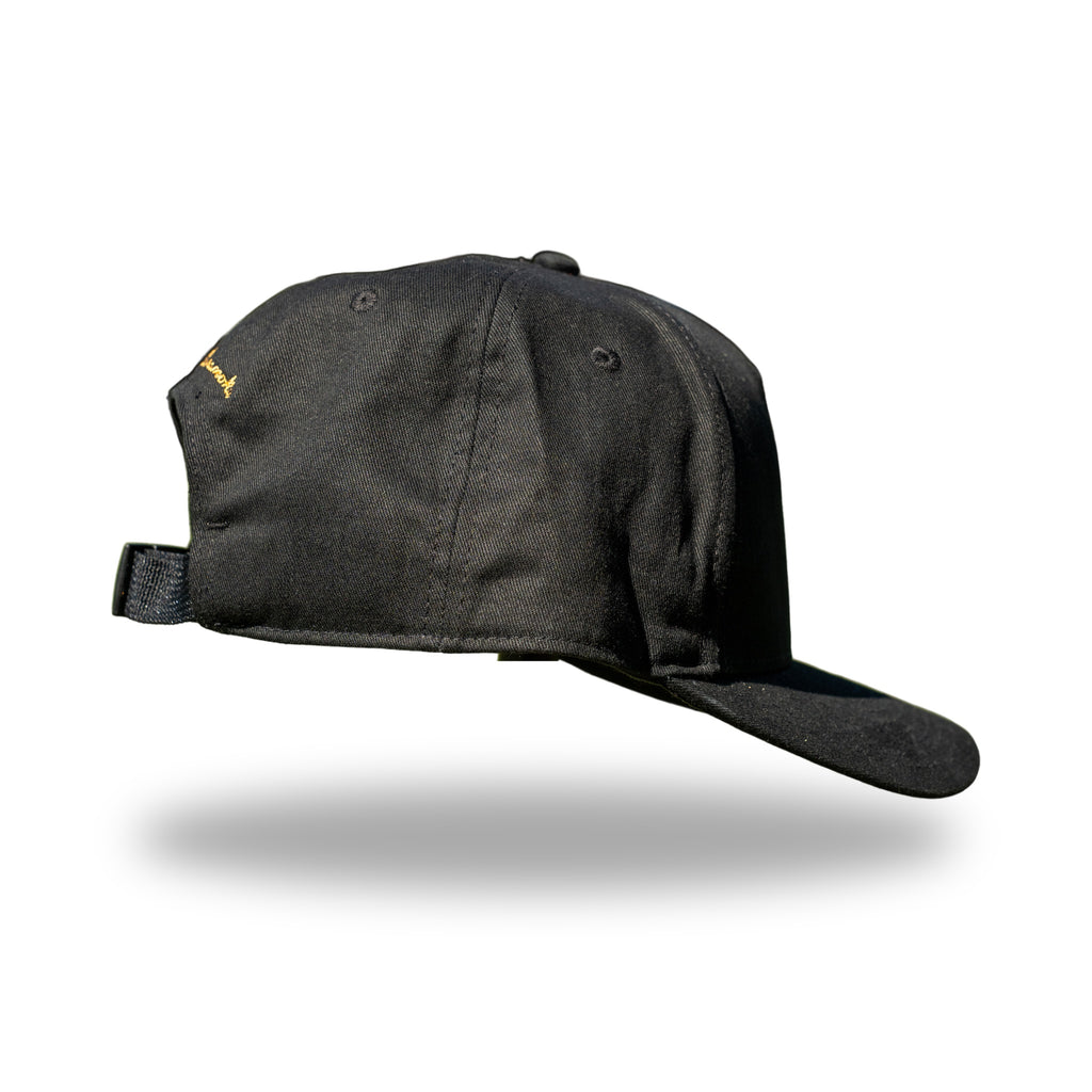 Side profile of black DUKE 1890 patch cap